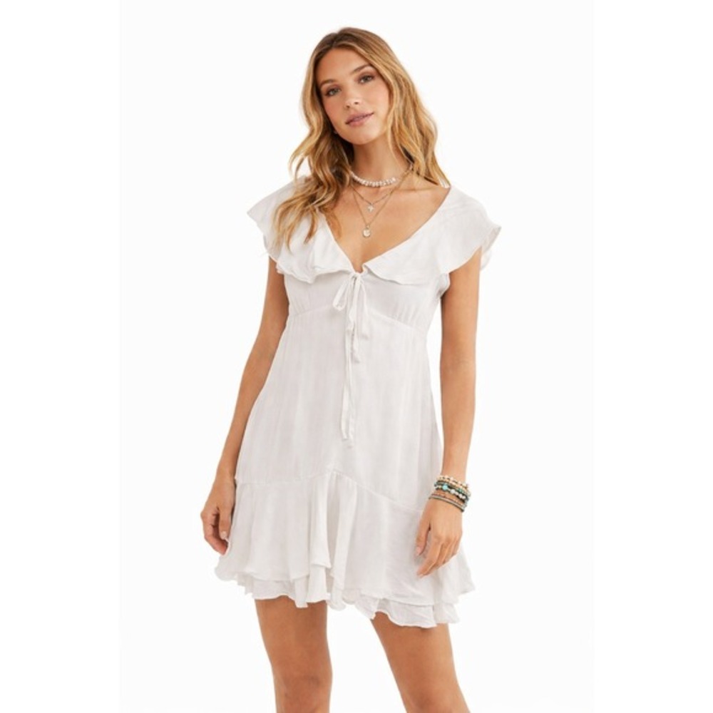 Zara White Ruffled Mini Dress